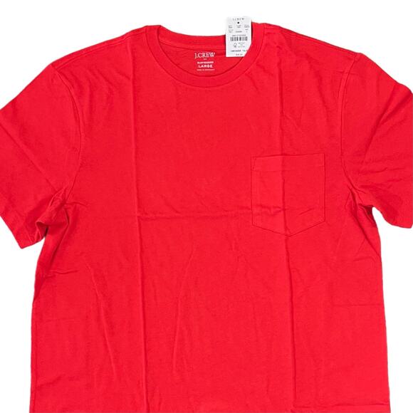 NWT J. Crew Men's Ripe Strawberry Red Washed Jersey Pocket Tee - Picture 3 of 11
